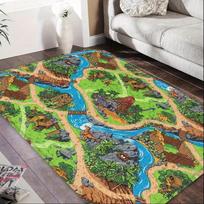Dinosaur World Adventure Game Area Rug, Fun Living Room Bedroom Decoration Floor Mat, Non-Slip Playful Decorative Home Carpet 50x80cm