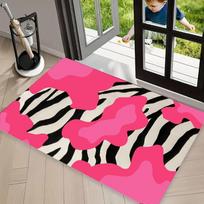 Y2K Vintage Distressed Zebra Print Area Rug Carpet Non Slip Floor Mat Red Lips Cherry Pattern Washable Door DoormatDecor 50x80cm