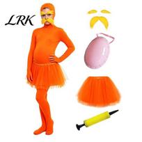 Helovino Cosplay apranga Oranžinis pilnas kombinezonas, su tiulio sijonu, dirbtiniu pilvu, geltonais ūsais ir antakiais, Atviras veidas Zentai kostiumas, Kombinezonas 120cm B red