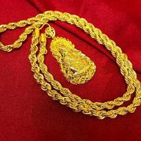 Vintage 24k Yellow Gold Plated Copper Men's Buddha Pendant Necklace with Trendy Classic Link Chain Perfect Gift for Men Women 24inches(60.96cm)&A auksas