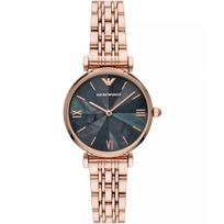 Emporio Armani Women's Gianni T-Bar Quartz Watch Graphite Dial Stainless Steel 32mm AR11401 perlas