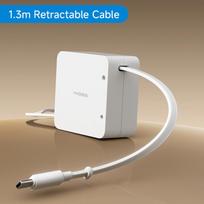 Hagibis įtraukiamas USB C laidas 100W Type C į C vienpusis įkrovimo laidas Stalo greito įkrovimo laidas iPhone 17 Macbook iPad balta