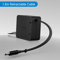 Hagibis įtraukiamas USB C laidas 100W Type C į C vienpusis įkrovimo laidas Stalo greito įkrovimo laidas iPhone 17 Macbook iPad juoda