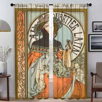 Alphonse Mucha Užuolaidos Svetainei Užuolaida Kambariui 2 Panelės Žaliuzės Helovino Dekoracija Namų Interjero Užuolaidos Pertvara W50xH70cmx2pcs-CL white