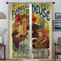 Alphonse Mucha Užuolaidos Svetainei Užuolaida Kambariui 2 Panelės Žaliuzės Helovino Dekoracija Namų Interjero Užuolaidos Pertvara W50xH70cmx2pcs-CL brown