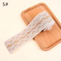 Burlap Roll with Lace Edge for DIY Christmas and Wedding Crafts, Jute Twine Ribbon beige