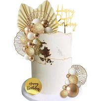 Blue White Gold Balls Cake Toppers Balls Birthday Cake Decorations for Birthday Boho Wedding Baby Shower Party Decorations beige