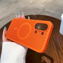 For POCO X8 Pro Max Case Honeycomb Structure Heat Dissipation Breathable Magnetic Anti-Fingerprint Comfortable Grip Back Cover orange