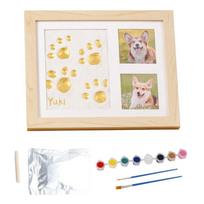 Molio nuotraukų rėmelis su įspaudu Pasidaryk pats Atminimo rinkinys gyvūno letenos įspaudui Molio delno įspaudas Rėmelis Atminimas Motinos diena Log color&pigments