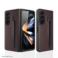 For Samsung Galaxy Z Fold 5 Lychee Leather Case Business with S-Pen Slot & Built-in Tempered Glass Folding Protection Cover For Galaxy Z Fold 5 juoda