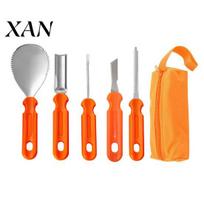 Manual Pumpkin Engraving Tools Halloween Carving Kit, Stainless Steel Blades And Anti-slip Activity Supplies Handles Cutters, DIY Jack-O-Lanterns Set 5pcs