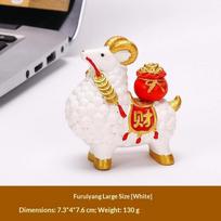 Feng Shui Goat Statue Golden Sheep Figurine Zodiac Wealth Ornament Rotating Persimmon Luck Chinese Collectible Home Decor Gift L balta