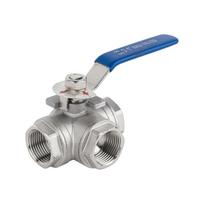 Manual Turn 3 Way Ball Valves, Stainless Steel Female Threaded T Port Fitting for Pipe Control and Maintenance Work