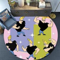 Johnny Bravo,Round Area Rug,Carpet Rug for Living Room Bedroom Sofa Playroom Decor,Non-slip Floor Mat 80cmx80cm