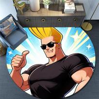 Johnny Bravo,Round Area Rug,Carpet Rug for Living Room Bedroom Sofa Playroom Decor,Non-slip Floor Mat 80cmx80cm