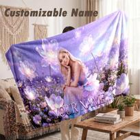 Custom Name Flannel Blanket,Ariana Grande Lightweight Warm Bed Blanket For Couch & Holiday Gift 100cmx150cm