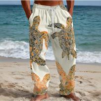 Men's 3D Turtle Printed Baggy Casual Trousers,  Elastic Drawstring Waist with Pockets, for Spring Summer Home Outdoor Vacation 5XL dramblio kaulas