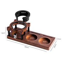 Solid Wood Espresso Tamping Station 51-58mm Adjustable Height Portafilter Holder Non-Slip Coffee Tamper