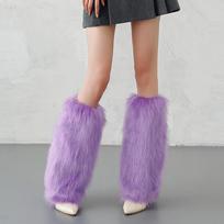 Women's Faux Fur Leg Warmers: Thick Plush Boot Covers for Fall and Winter, Available in Long and Short Styles 25 cm geltona