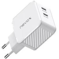 Nevox 65W DUAL USB-C (PD) QC3.0 charger GaN (white, PD 3.0, QC 3.0)