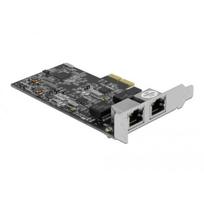 Delock Tinklo plokštė 89530, PCIe, 2x RJ45, 1000Mbit/s, Jumbo rėmeliai 16000, Wake-on-LAN