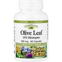 Natural Factors, HerbalFactors®, alyvuogių lapai, 500 mg, 60 kapsulių