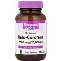 Bluebonnet Nutrition, D. Salina, beta karotinas, 7 500 mcg (25 000 TV), 90 minkštųjų gelių