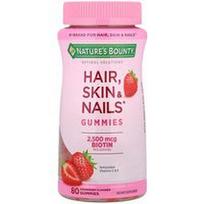 Nature's Bounty, Optimal Solutions®, plaukų, odos ir nagų guminukai, braškių skonio, 80 guminukų