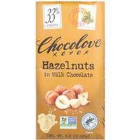 Chocolove, Lazdyno riešutai pieniniame šokolade, 33 % kakavos, 90 g