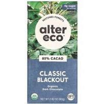 Alter Eco, Organinis juodojo šokolado batonėlis, „Classic Blackout“, 85 % kakavos, 80 g