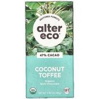 Alter Eco, Ekologiškas juodojo šokolado batonėlis, kokosų ir karamelės skonio, 47 % kakavos, 80 g