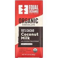 Equal Exchange, Ekologiškas kokosų pieno šokoladas su kokosų palmių cukrumi, 55 % kakavos, 80 g