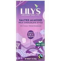 Lily's Sweets, 40 % kakavos pieninio šokolado stiliaus, sūdytų migdolų, 85 g