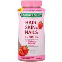 Nature's Bounty, Optimal Solutions®, plaukų, odos ir nagų guminukai, braškių skonio, 140 guminukų