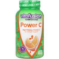 VitaFusion, „Power C™“, didelio stiprumo vitamino C guminukai, natūralūs apelsinai, 150 guminukų