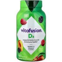 VitaFusion, Vitaminas D3, uogos ir persikai, 150 guminukų (25 mcg viename guminuke)