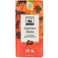 Endangered Species Chocolate, Espreso pupelės ir juodasis šokoladas, 72 % kakavos, 85 g