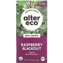 Alter Eco, Ekologiškas juodojo šokolado batonėlis, aviečių skonio, 85 % kakavos, 75 g