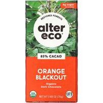 Alter Eco, Ekologiškas juodojo šokolado batonėlis, apelsinų skonio, 85 % kakavos, 75 g