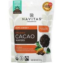 Navitas Organics, Ekologiški kakavos vafliai, pusiau saldūs, 8 oz (227 g)