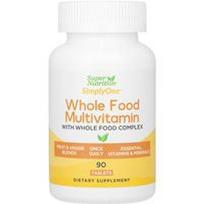 Super Nutrition, SimplyOne®, viso maisto multivitaminas su vitaminais A, C, mineralais ir fermentais, 90 tablečių
