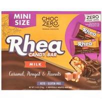 ChocZero, „Rhea“ šokoladinių batonėlių su pienu, karamele, nuga ir žemės riešutais rinkinys, 15 mini batonėlių po 14 g (0,5 uncijos)
