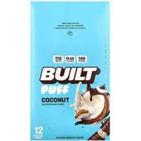 Built, „Puff“, baltymų batonėliai, kokosų skonio, 12 batonėlių po 40 g (1,41 uncijos)
