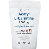 Micro Ingredients, Acetil-L-karnitinas, 240 minkštųjų kapsulių