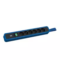 Bachmann PRIMO 2 Ilgintuvas 6x Kištukiniai Lizdai su Jungikliu ir Kilpa 2,0m CEE7/7 Kištukas RAL5010 Mėlyna