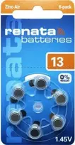 Renata ZA13.DP6 0HG cinko-oro baterijos PR48, 1,4 V, 305 mAh, 6 vnt.