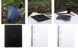 RHODIA GREENBOOK College Block, DIN A5+, liniuotas, juodu perdirbto kartono viršeliu, 80 lapų, 4 skylių perforacija, mikroperforuotas 119915C