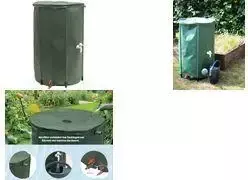EDA RÉCUP'O 250 l lietaus vandens surinkimo statinė, žalia, 600 mm skersmens, sulankstoma, atspari UV 010982 V.CA