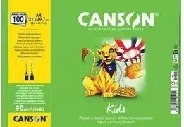 Canson Kids piešimo popieriaus bloknotas A4 90gsm baltas lengvai grūdėtas 50 lapų pieštukui ir spalvotiems pieštukams C629012000