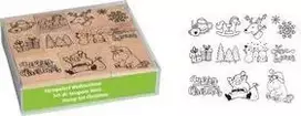HEYDA Xmas Patches Motif Stamp Set – 12 skirtingų medinių antspaudų rinkinys permatomoje dėžutėje 204888680
